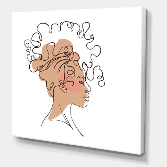 Designart - One Line Portrait of African American Woman I